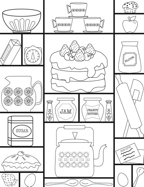 kitchen sewing  art supply coloring pages
