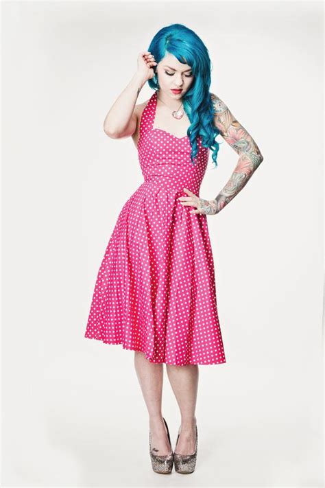 Pink Polka Dot Rockabilly Dress Pin Up 50 S Style