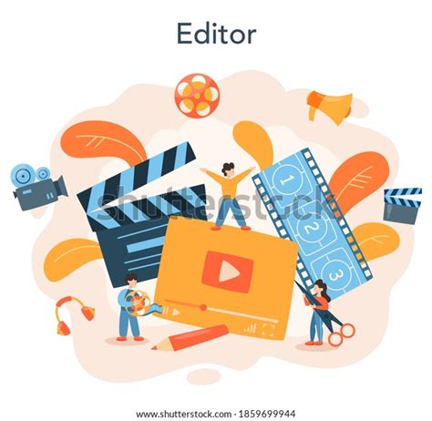 video editor designer artist create computer stock vector royalty