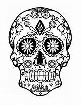 Skull Coloring Sugar Pages Skulls Calavera Printable Mandala Drawing Flower Simple Print Tattoo Halloween Pattern Roses Adult Candy Color Dead sketch template