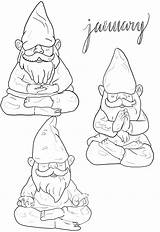 Coloring Mushrooms Gnomes sketch template