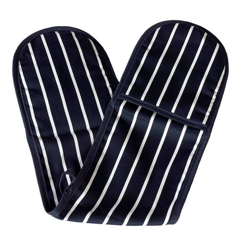 linen buy blue butchers stripe double oven gloves