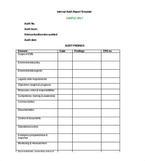 audit report templates ms word  formats