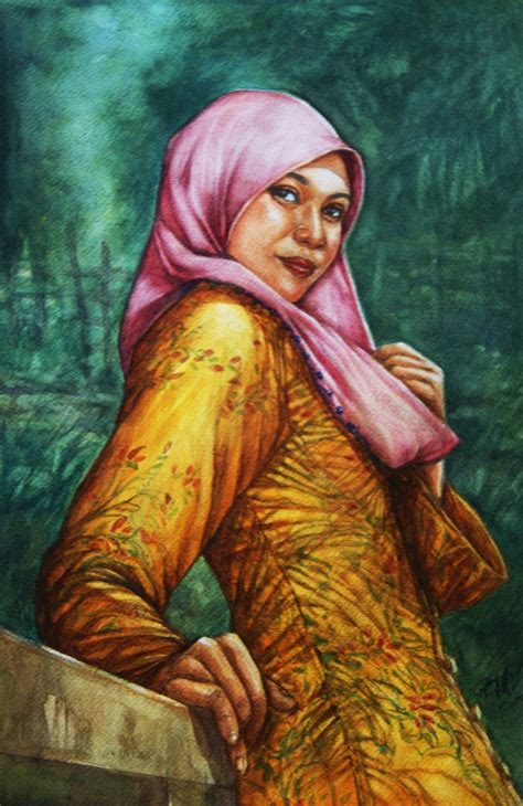 Best Of Malaysian Artists Ghafar Bahari Malay Girl In Kebaya Dress