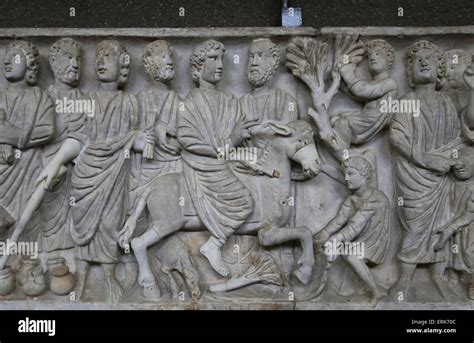 early christian roman sarcophagus jesus triumphal entry