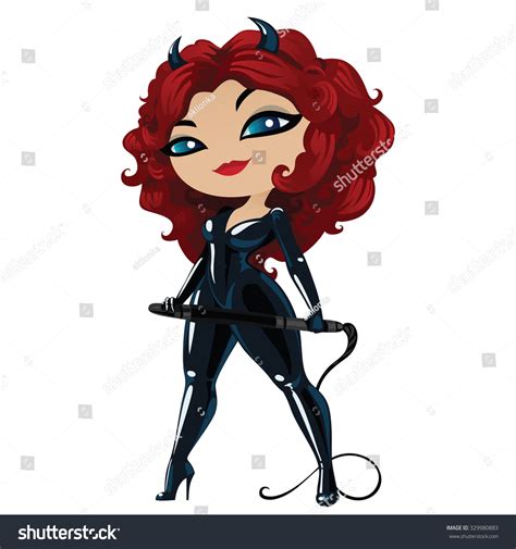 sexy redhead girl devil whip hands stock vector 329980883