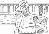 Jesus Coloring Bethesda Pool Man Healing Miracles sketch template