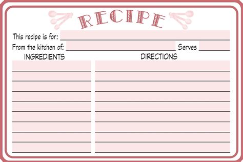 printable recipe card templates