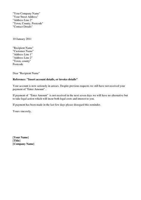 final notice  legal action letter template uk samples letter