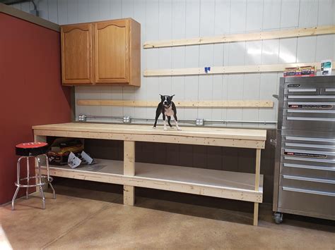project completed   garage workbench  french clete wall storage rwoodworking