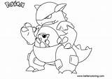 Pokemon Kangaskhan Coloring Pages Printable Kids Color sketch template