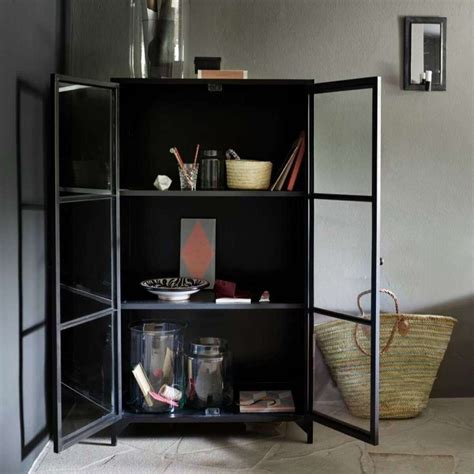 tinekhome black metal glass cabinet accessories   home
