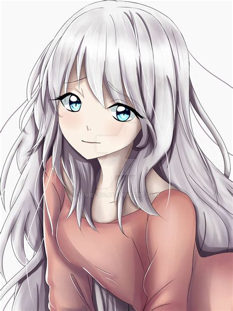 oc character anime girl  white hair  vivienng  deviantart