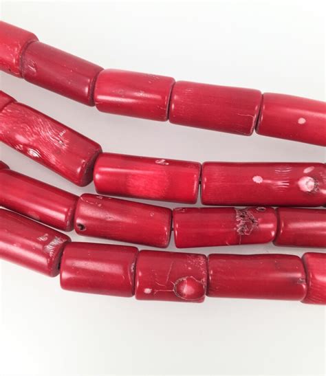 red coral beads chunky coral beads natural coral tube beads etsy