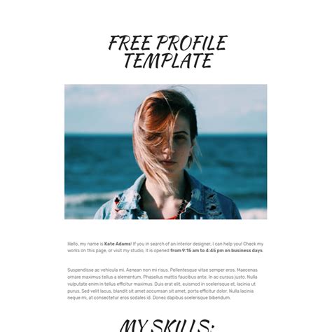 personal profile html template   printable templates