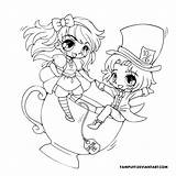 Coloring Chibi Pages Cute Anime Alice Girls Mad Hatter Lineart Little Toddlers Yampuff Deviantart Colouring Wonderland Print Book Friends Disney sketch template