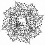 Swear Coloriage Fuck Twat Colorier Adultes Waffle Adults Feuilles Imprimables sketch template