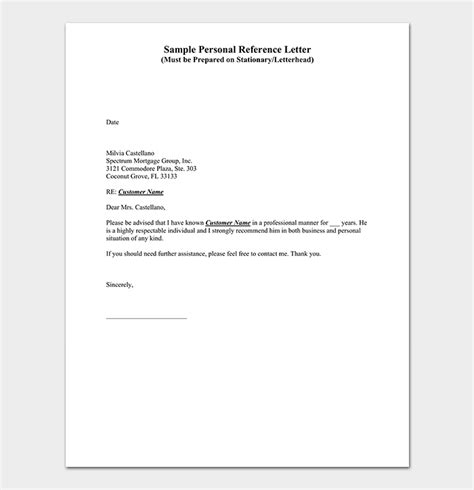 reference letter template   word  format