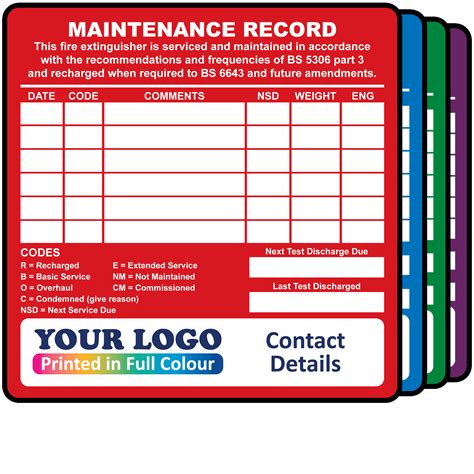 buy personalised full colour fire extinguisher maintenance labels