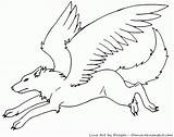 Winged Wolves Lineart Coloringhome Wikia sketch template
