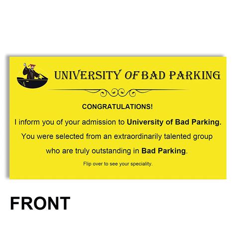 label bad parking business cards prank notes shame poor parker