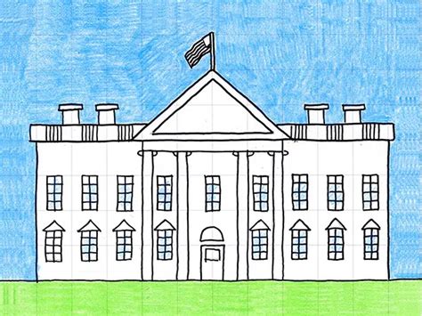 easy draw  white house tutorial video  coloring page