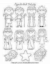Puppets Popsicle Coloring Nativity Christmas sketch template