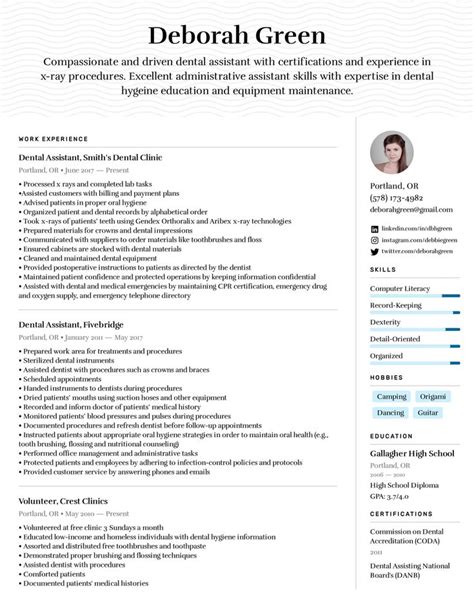 dental assistant resume  dental assistant job description