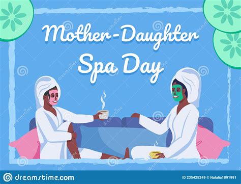 mother daughter spa day poster flat vector template stock vector