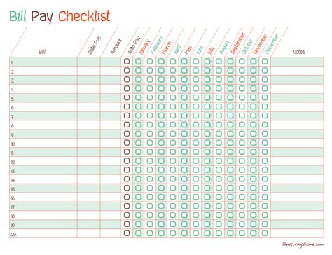 freeprintablemonthlybillpaymentchecklist bill pay checklist