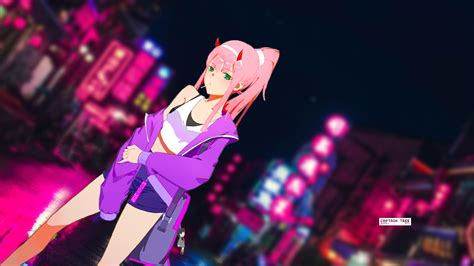 Kawaii Zero Two In The City Hd Wallpaper Background