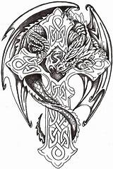Dragon Celtic Deviantart Tattoos Tattoo Coloring Cross Designs Lord Crosses Patterns sketch template