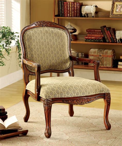 quintus antique oak accent chair  padded fabric seat cm ac
