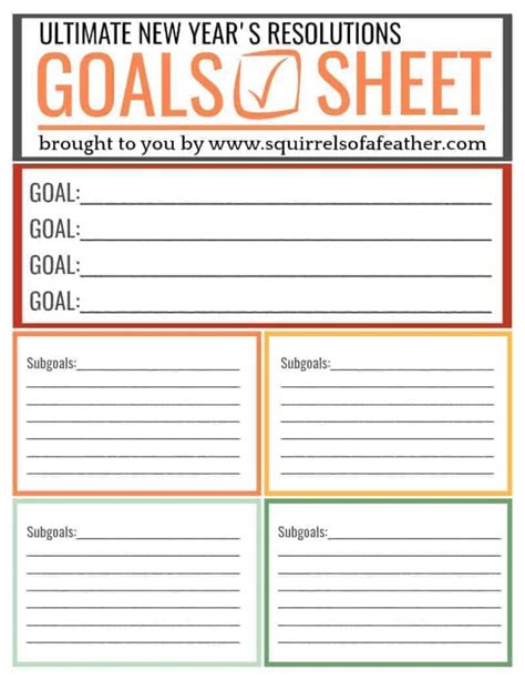 years resolutions printable  rock  goals