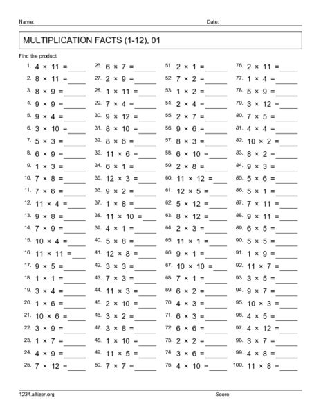 multiplication sheet   printable brokeasshomecom