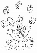 Easter Bunny Coloring Eggs Juggling Pages Happy Drawing sketch template