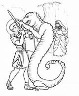 Colorat Sfantul Gheorghe Planse Balaurul Lupta Acestuia Dragonul Oferim sketch template