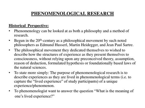 phenomenology  method  qualitative research powerpoint