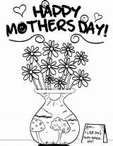 Mothers Coloring Happy Printable Pages Flowers Mother Mom Kids Print Religious Adults Color Cute Colouring Sheets Bible Vase Bouquet Getcolorings sketch template