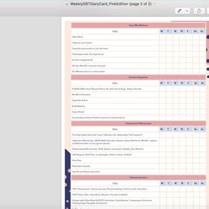 dbt diary card simple weekly template digital printable  jpg etsy