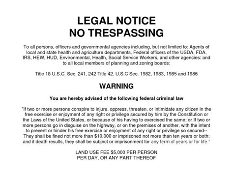 legal notice  trespassing