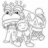 Lion Dance Coloring Chinese Drawing Dragon Pages Year Kids Getdrawings sketch template