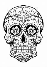 Muertos Los Coloring Dia El Skull Dead Día Pages Adult sketch template