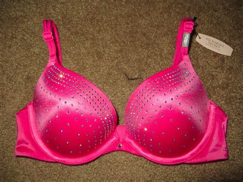Victoria S Secret Very Sexy Hot Pink Bling Crystal Gel Curve Push Up