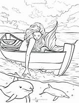 Mermaid Coloring Dolphin Pages Getdrawings sketch template