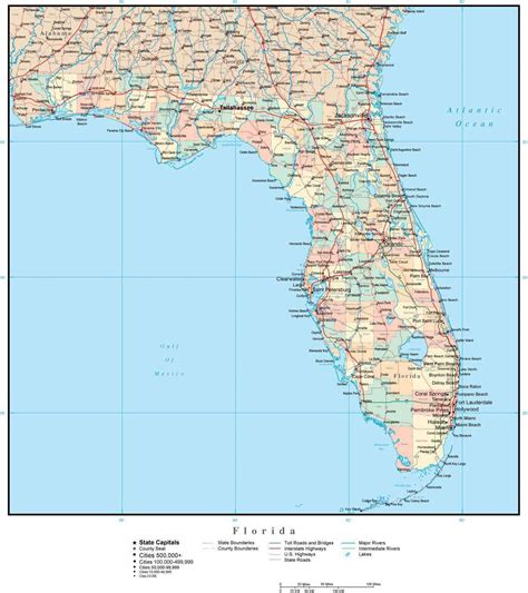 florida map  cities  counties