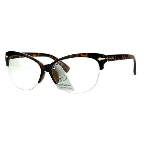 fashion half rim womens cat eye clear lens horned glasses ebay