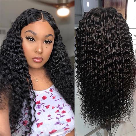 Deep Wave Wig 100 Human Hair Swiss Lace Wig Lace Front Wig Natural
