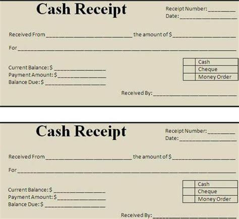 cash receipt template  receipt template templates printable