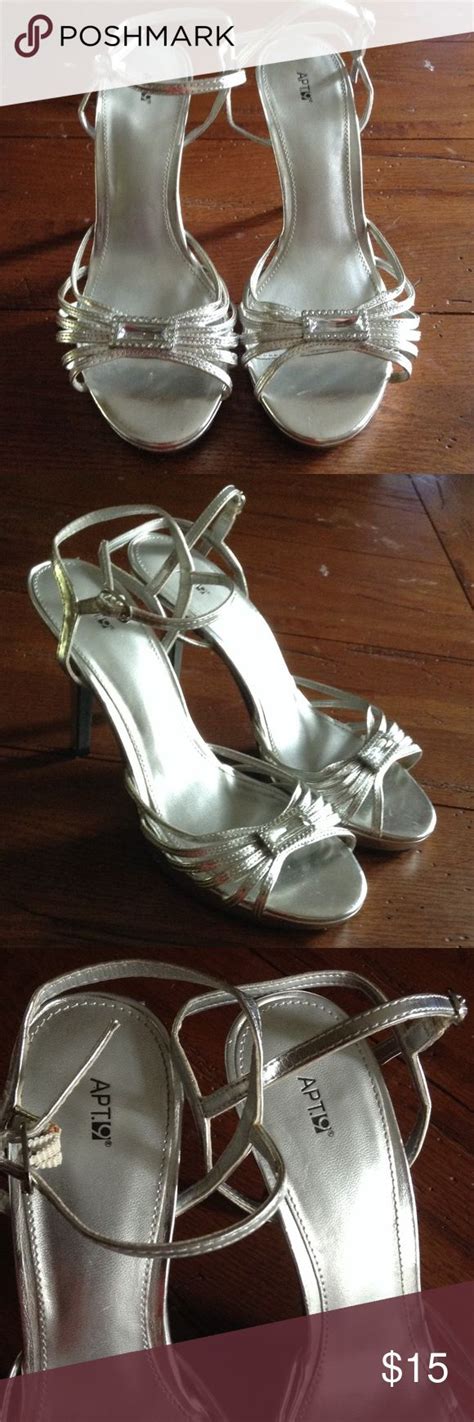 Apt 9 Silver Strappy Heels W Rhinestone Silver Strappy Heels Faux